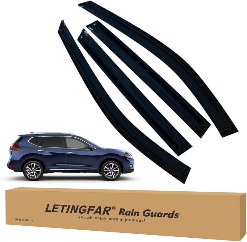 LETINGFAR Window Visors Rain Guards for Nissan Rogue 2014 2015 2016 2017 2018 2019 2020 Accessories, Wind Deflectors Vent Shades for Nissan Rogue (Not for Rogue Sport Models) - Image 1